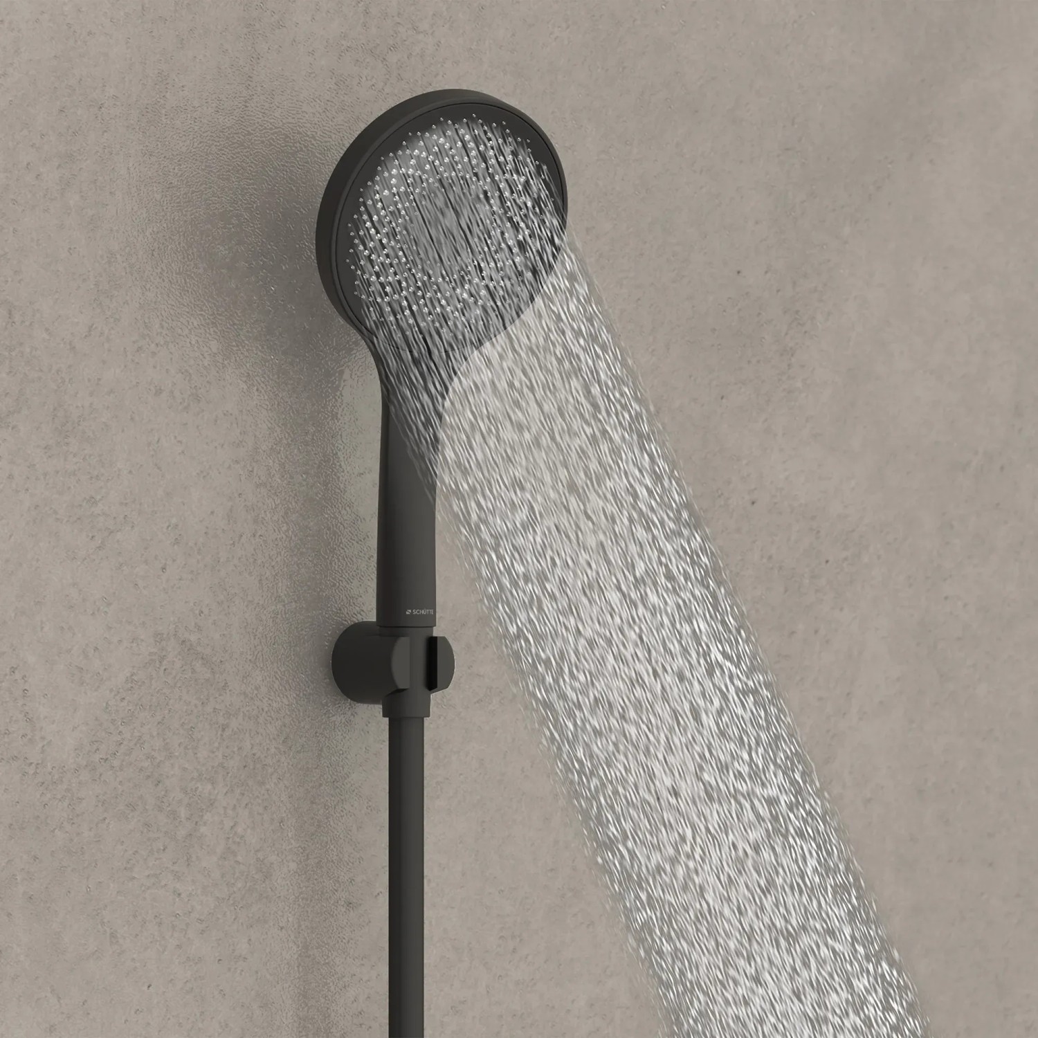 Schütte Handbrause Capri, schwarz matt, mit Wasserstrahl. Duschkopf mit Antikalk-Noppen.