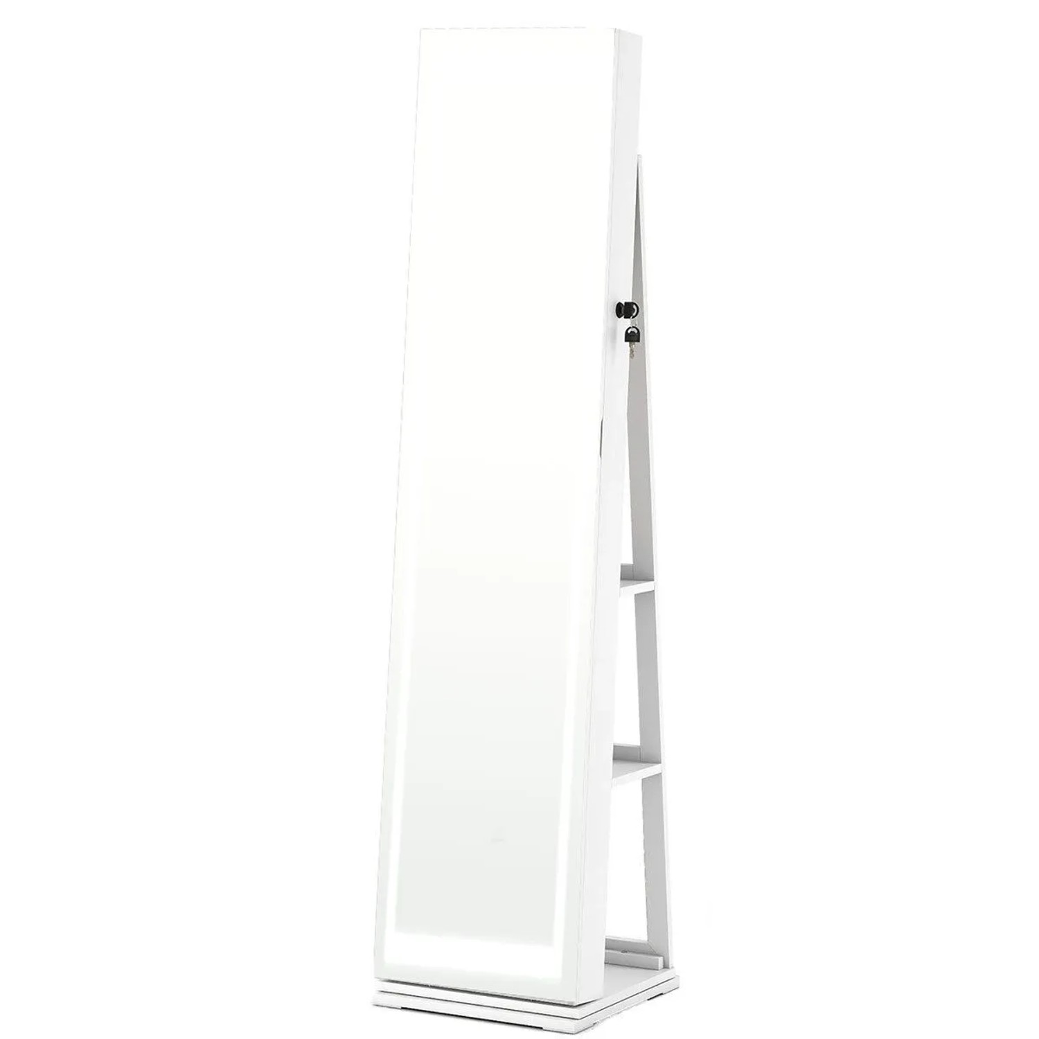 Costway Schmuckschrank mit Beleuchtung mit Make-Up-Spiegel Weiß günstig online kaufen