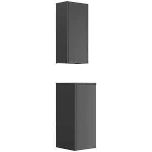 Posseik Badschrank-Set Limes, 2-teilig, Grafit, zur Wandmontage. Bad-Einbauschränke mit Soft-Close.