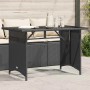 Schwarzer vidaXL Gartentisch mit Glasplatte, Poly Rattan, 110x68x70 cm. Ideal für Terrasse und Garten.