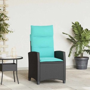 vidaXL Gartensessel mit Beistelltisch Verstellbar Schwarz Poly Rattan 4108274