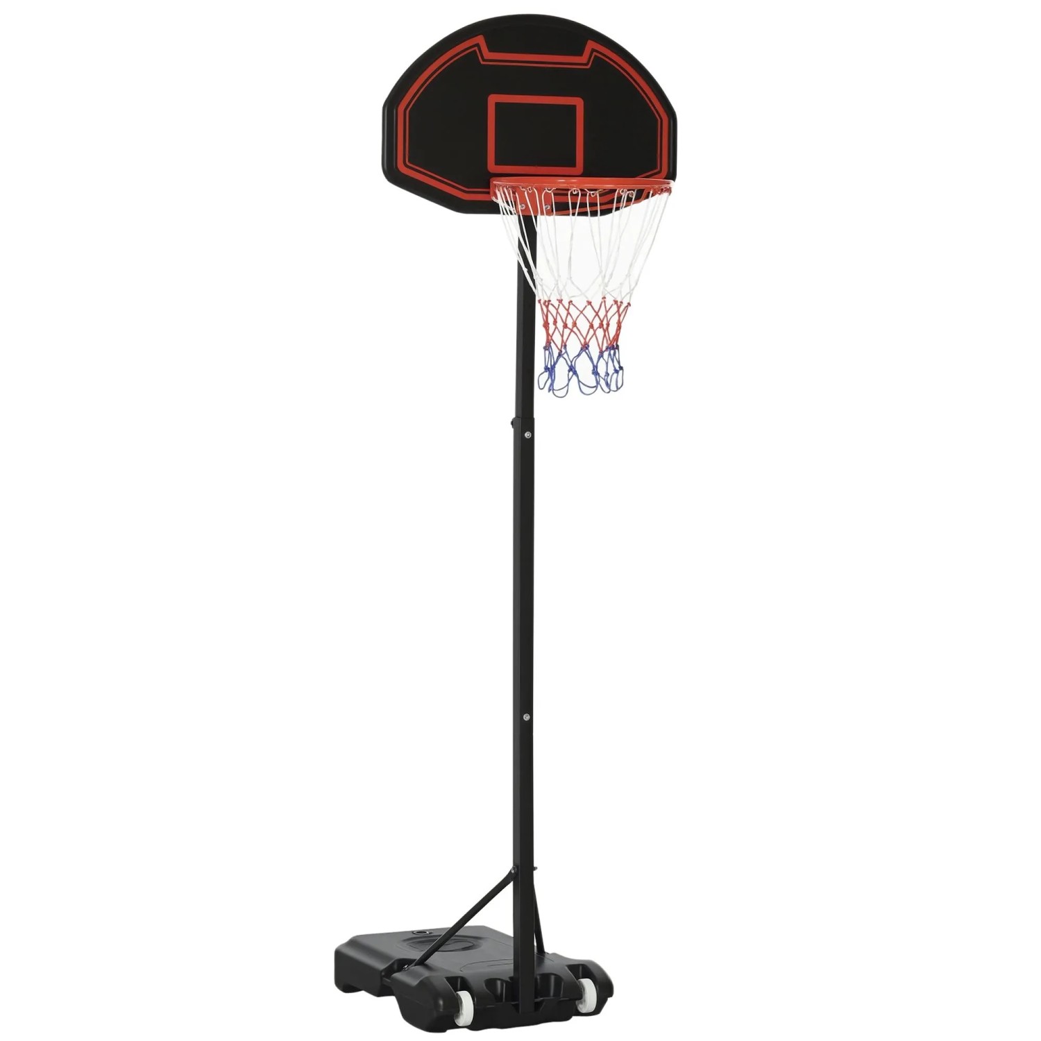 HOMCOM Basketballkorb-Ständer Stahl  PE Schwarz 73L x 49B x 250H cm