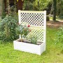 Weißer KHW Pflanzkasten mit Spalier, 140x100x43 cm, bepflanzt mit Rosen.