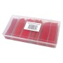 Rotes Blanko Schrumpfschlauch Set, 100 Stück, verschiedene Größen in Sortierbox.