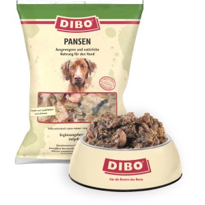 Dibo Hunde-Barf Pansen 500g im Napf und Beutel. Frostfutter für artgerechte Ernährung.