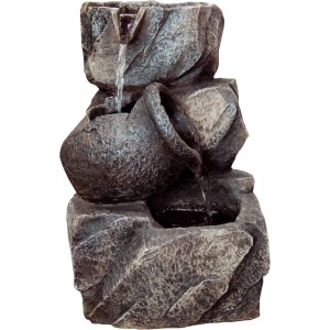 Dobar Design Zimmerbrunnen in Felsen-Optik Grau, Tischbrunnen für entspannende Atmosphäre im Innenbereich.