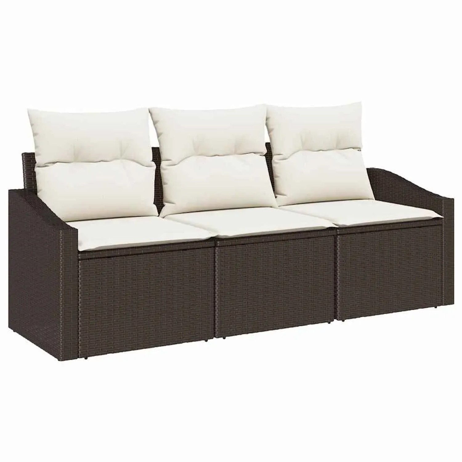 vidaXL Gartensofa-set mit Kissen 3-Tlg Braun und Weiß Poly-Rattan 3355247 günstig online kaufen