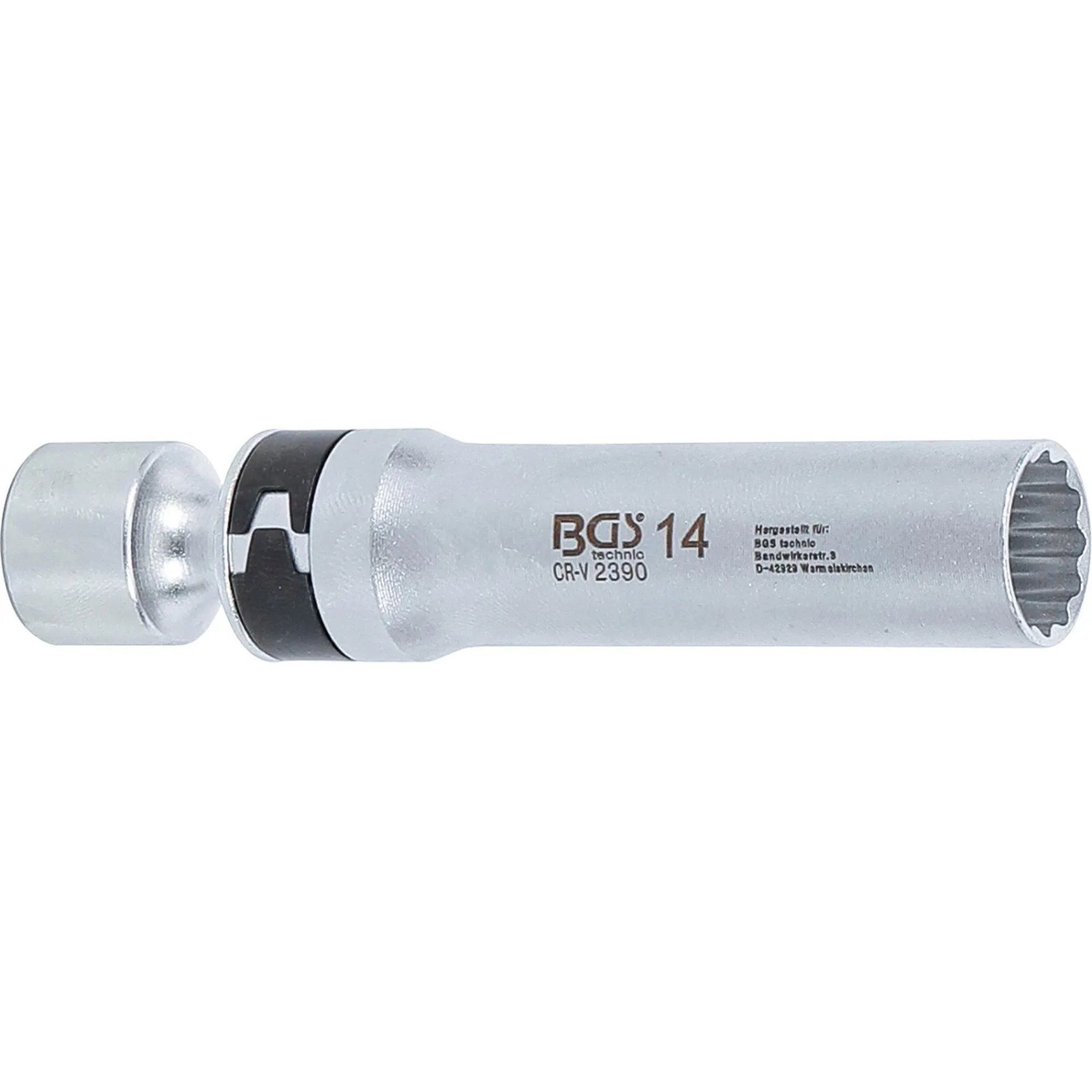 BGS Zündkerzen Gelenkeinsatz Zwölfkant Mit Haltefeder Antrieb Innenvierkant 10 Mm  3 8 Zoll  SW 14 Mm 2390