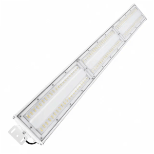 Weiße LUXULA LED Hallenleuchte 200W, lineare Bauform, geeignet für Industrie und Gewerbe.