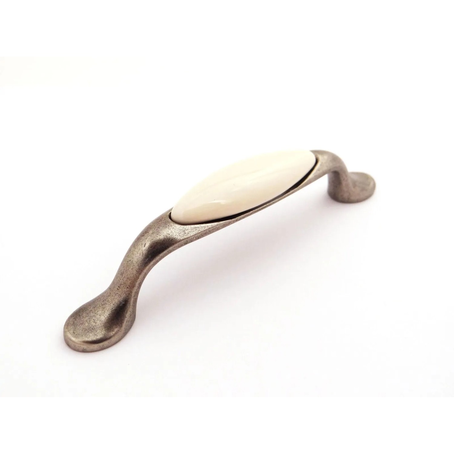 SOTECH Porzellangriff VENUS BA 96 mm Cremefarbig Silber Antik
