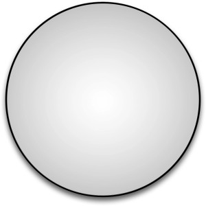 Runder DSK Design LED-Lichtspiegel Silver Globo, Ø 120 cm, mit schwarzem Rahmen.