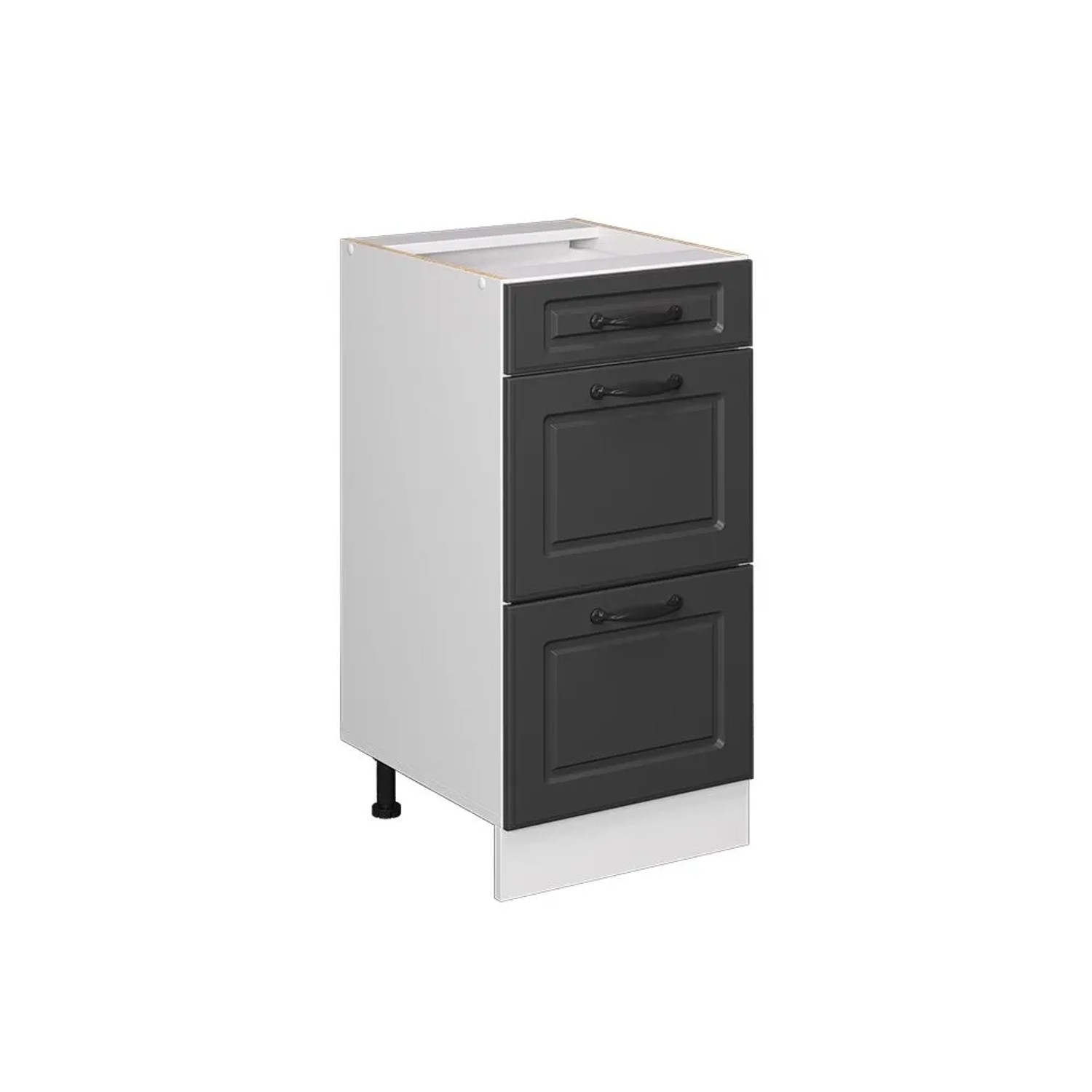 Vicco Küchenunterschrank R-Line Anthrazit Landhaus Weiß 40 cm mit Schubladen ohne Arbeitsplatte
