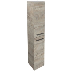 Fackelmann Bad-Hochschrank OXFORD in Eiche Natur, 30 cm breit, mit zwei Schubladen und Griffen.