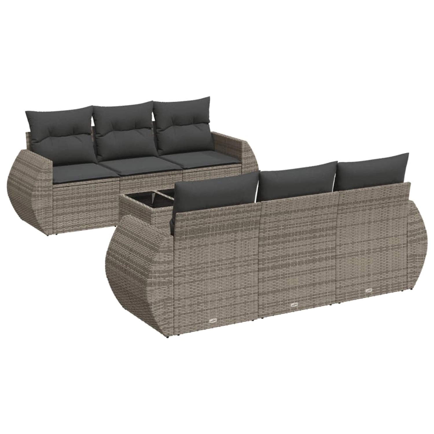 vidaXL 7-tlg Garten-Sofagarnitur mit Kissen Grau Poly Rattan Modell 23 günstig online kaufen