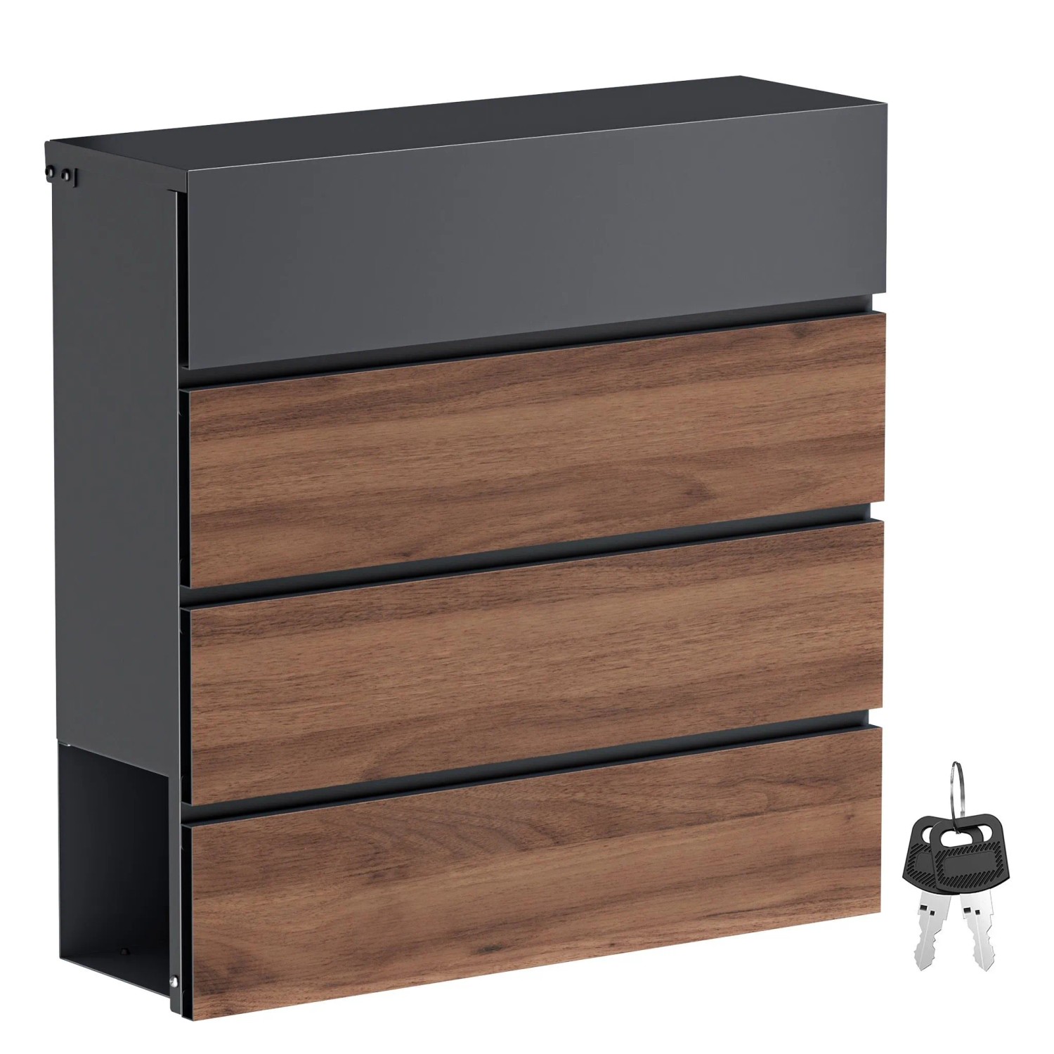 Toboli Briefkasten V63 Anthrazit 410X130X370Mm Soft Close Zeitungsfach Stahl
