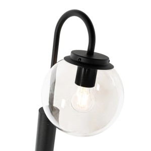 Moderne schwarze QAZQA Laterne Sfera, 200cm hoch, mit klarem Glas und E27 Fassung.