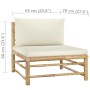 vidaXL Garten-Lounge-Sessel aus Bambus mit cremeweißen Kissen, Teil eines Lounge-Sets