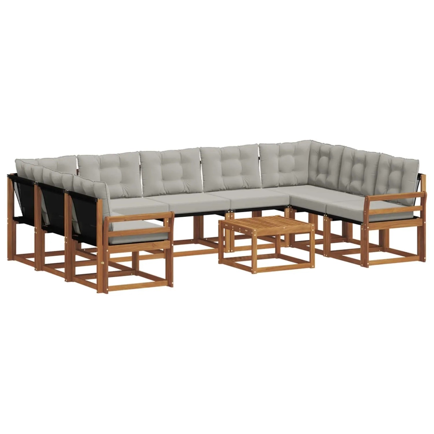 vidaXL Outdoor-Sofagarnitur mit Kissen 30-Tlg Natur und Hellgrau 3369074