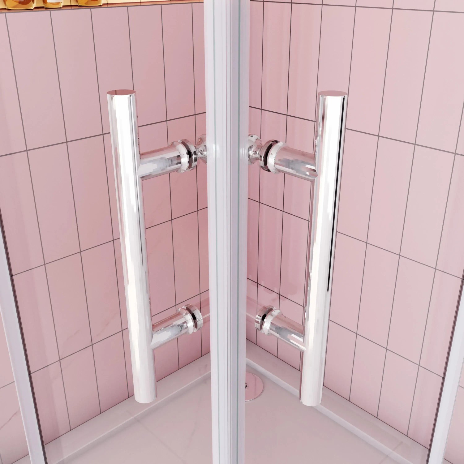 AICA Eckeinstieg Duschkabine 100x80cm mit Schiebetür, 6mm Nano Glas und Chrom-Rahmen.