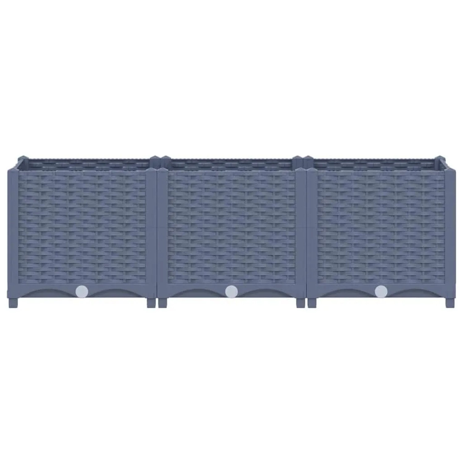 vidaXL Hochbeet blaugrau aus Polypropylen, 120x40x38 cm. Geflochtene Optik, ideal für Garten und Balkon.