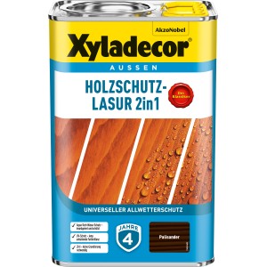 Xyladecor Holzschutz-Lasur 2in1 Palisander, 4 l Dose. Holzlasur für Aussenbereich.