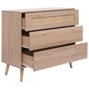 MCW Schubladenkommode M39 mit drei Schubladen, Rattan-Front und Holzfüßen.