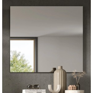 Inn.Furn Garderobenspiegel Cooper, 80x73 cm, grau. Rahmenloser Spiegel auf grauem Paneel für den Flur.