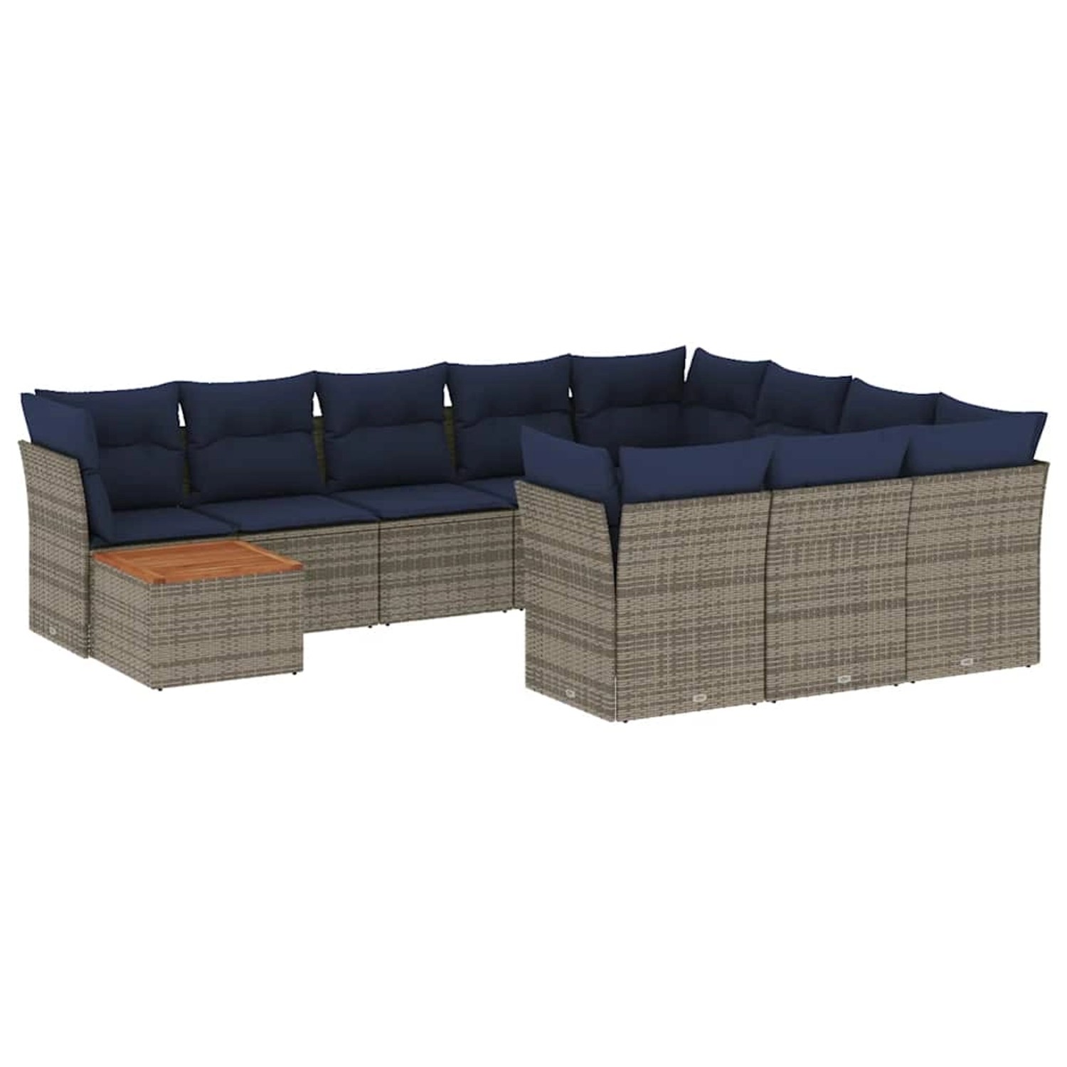vidaXL 11-Tlg Garten-Sofagarnitur mit Kissen Grau Poly Rattan 3256180 günstig online kaufen