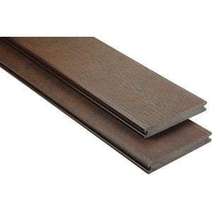 Kovalex WPC Terrassendiele Massiv, Kastanie, mit Holzstruktur. Meterware.