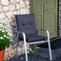 Beo Niedriglehner Saumkissen Belsch Barcelona, anthrazitfarben, auf Gartenstuhl.