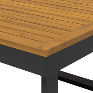 Lounge-Tisch Lipson mit Akazienholzplatte und grauem Aluminiumgestell. Gartentisch für Lounge-Möbel.