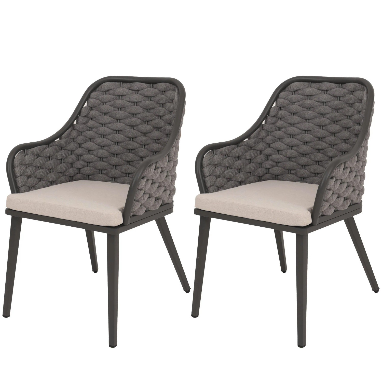 Proregal 2er-Set Aluminium-Gartenstuhl HxBxT 84x59x63 cm Sitzhöhe 46cm Olef günstig online kaufen