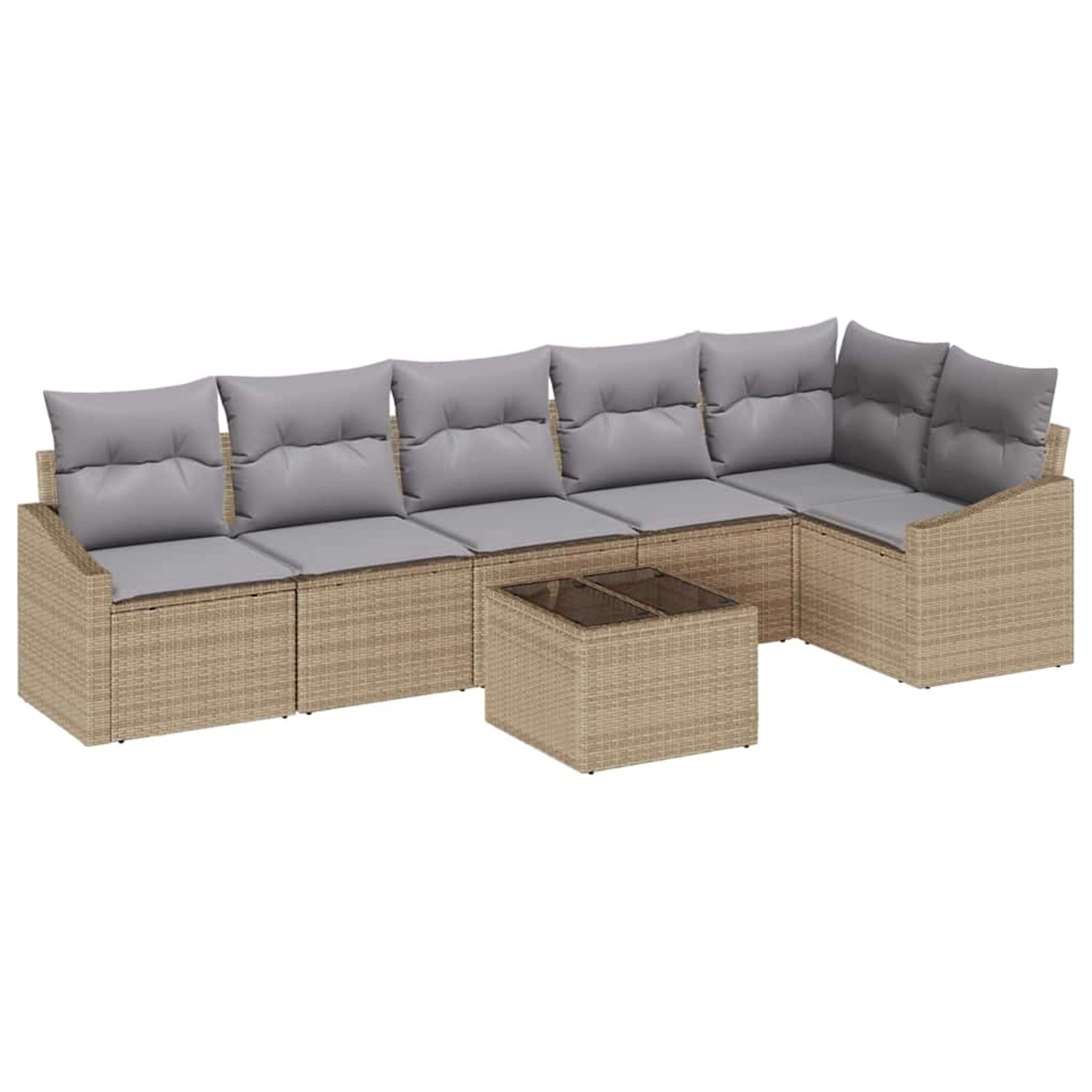 vidaXL Garten-Sofa-Set 7-Tlg Beige Poly Rattan 3346750 günstig online kaufen