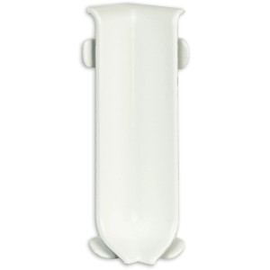 Weiße Fuchs Design Innenecke für 6 cm Sockelleisten aus pulverbeschichtetem Aluminium.