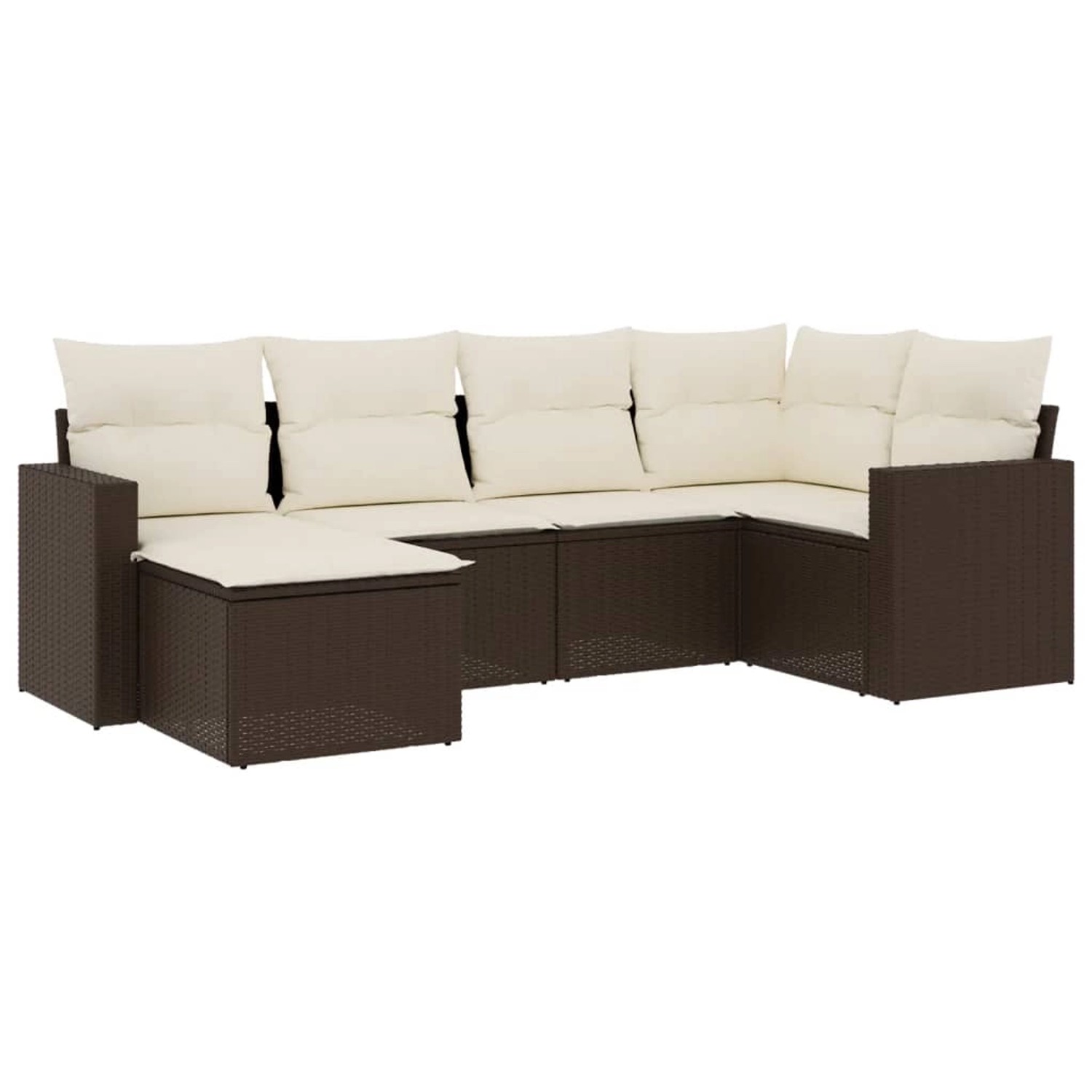 vidaXL 6-Tlg Garten-Sofagarnitur mit Kissen Braun Poly Rattan 3219253 günstig online kaufen