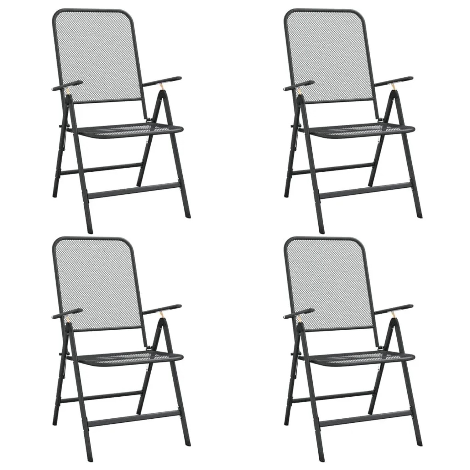 Furnicato Klappbare Gartenstühle 4er Set Mit Streckgitter 565 X 61 X 106 Cm Anthrazit