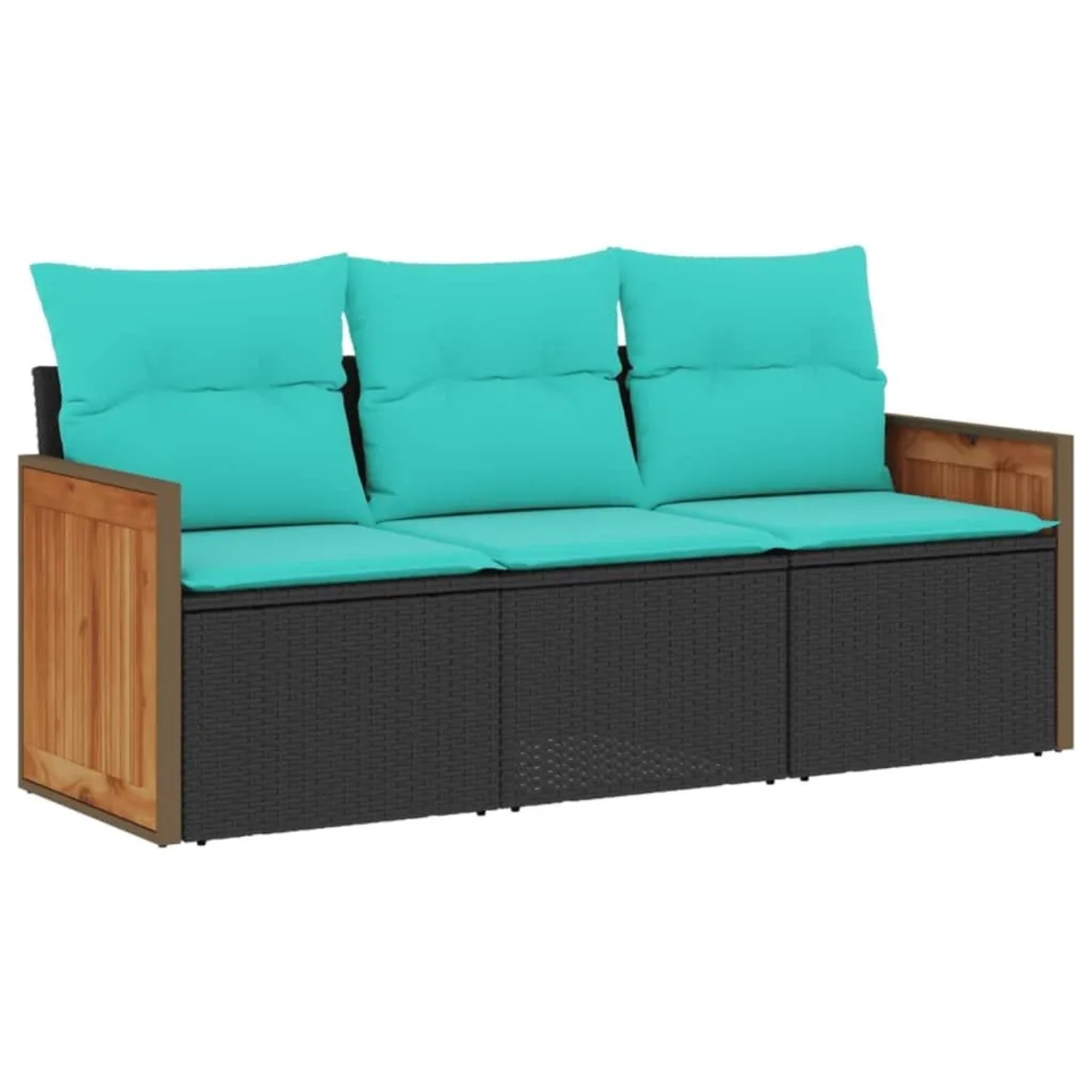 vidaXL 3-Tlg Gartensofa-Set mit Kissen Schwarz Polyrattan 3227436 günstig online kaufen