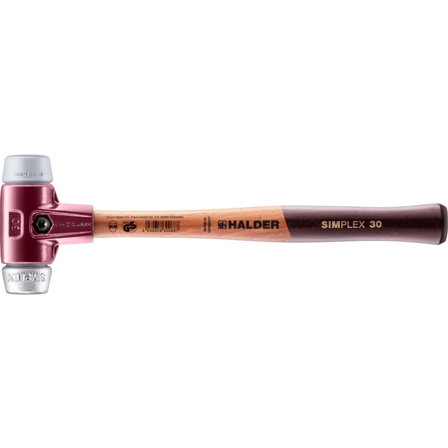 Halder Simplex Schonhammer Ø 30 mm TPE-mid Grau   Weichmetall mit Tempergus günstig online kaufen