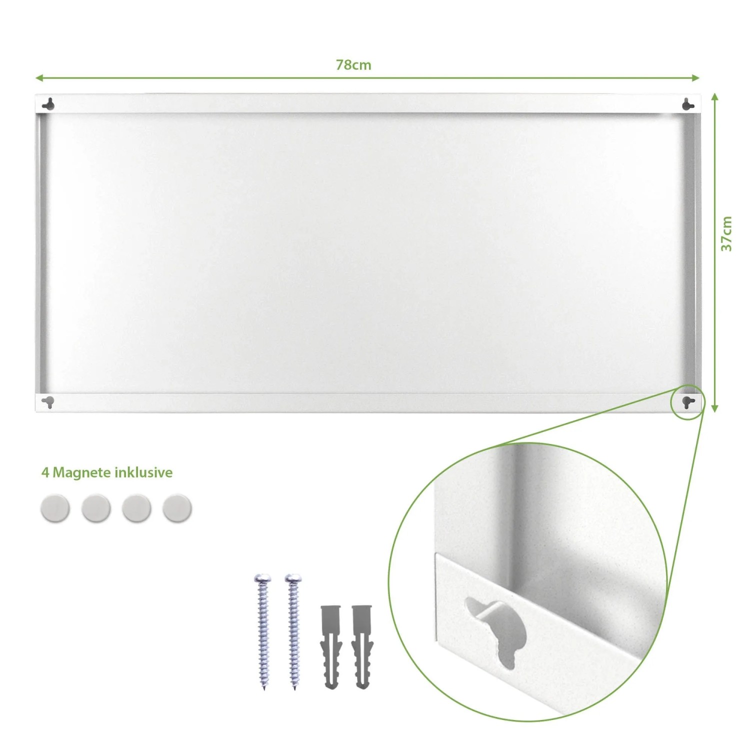 Banjado Magnettafel 78x37cm Magnetwand  Weiß Aus Metall Magnetpinnwand Pinnwand Inkl. 4 Magnete Motiv Berberitzen_4
