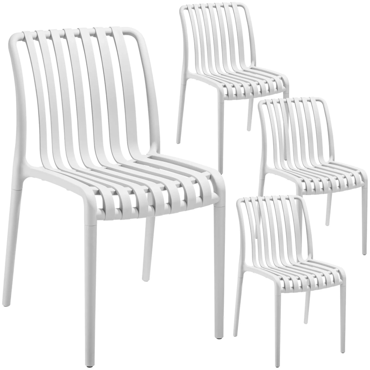 Tectake Gartenstühle Alcudia Wetterfest und Uv Beständig Platzsparend und Stapelbar 4Er Set 58 x 47 x 80 50 cm Creme