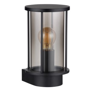 Globo Außenleuchte Gracey, Edelstahl schwarz matt, Rauchglas, aufwärts gerichtetes Licht.