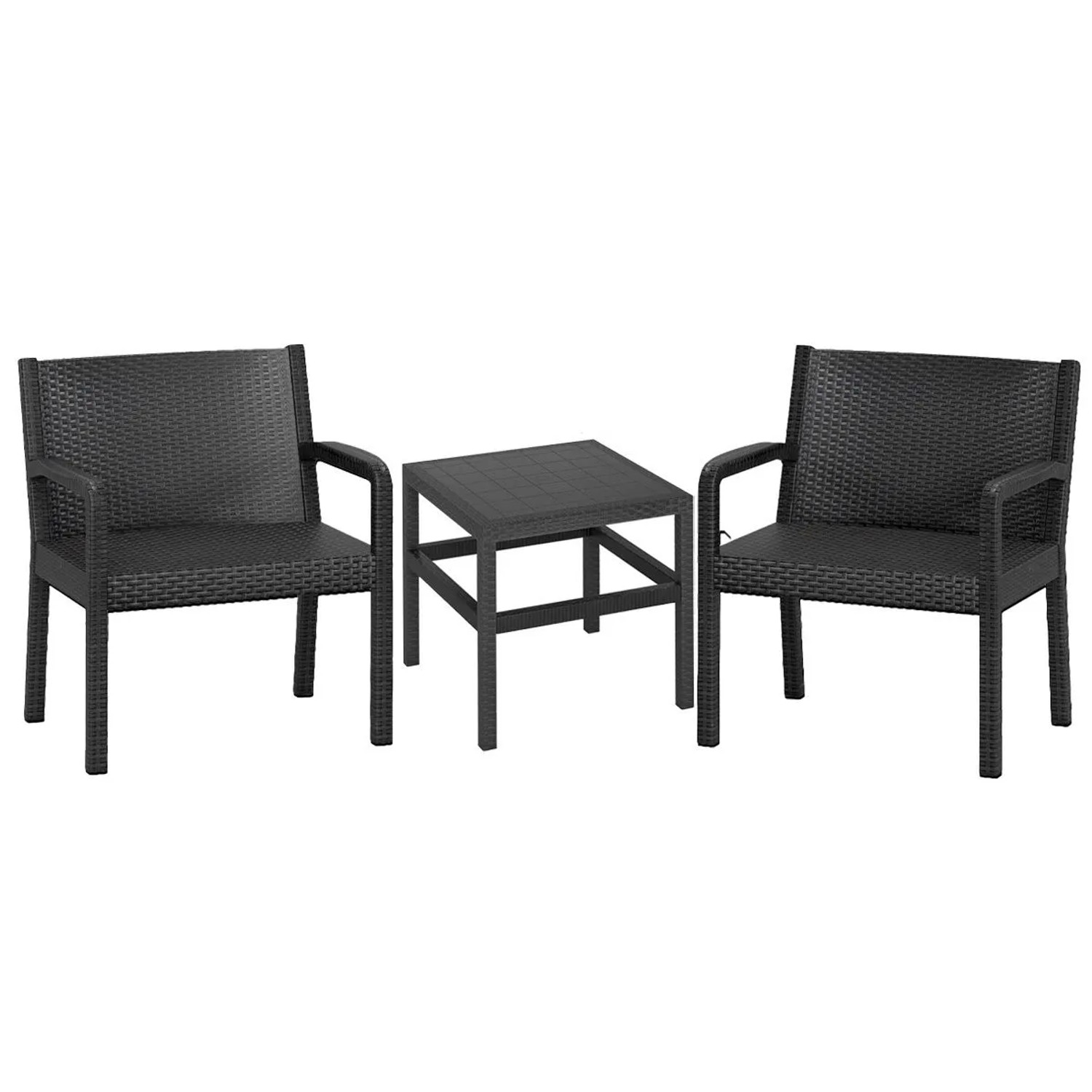 Costway 3-TLG. Rattan Gartenmöbel Set Wetterfestes Balkonmöbel Schwarz