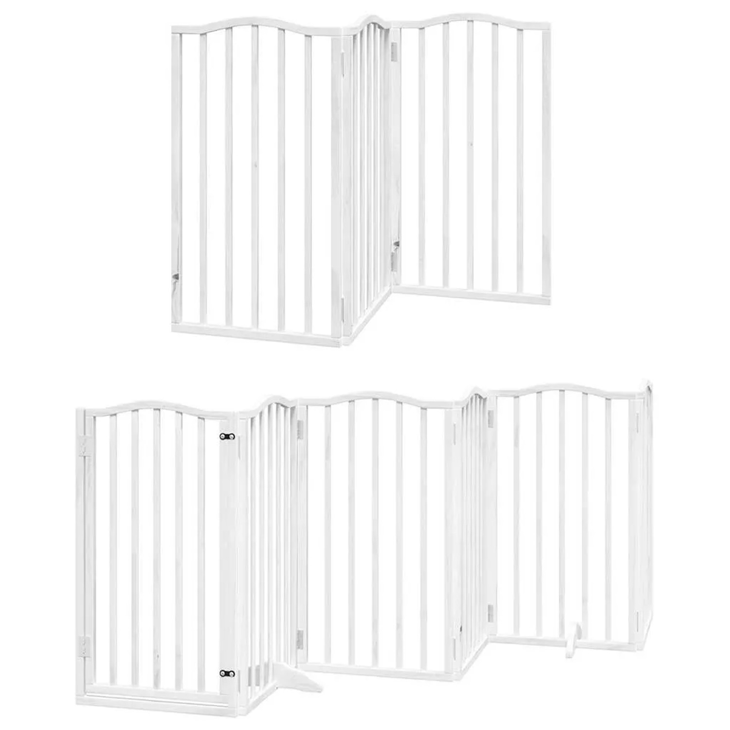 vidaXL 15 Tlg Hundetor mit Tür Faltbar Weiß 750 cm Pappelholz 3155596