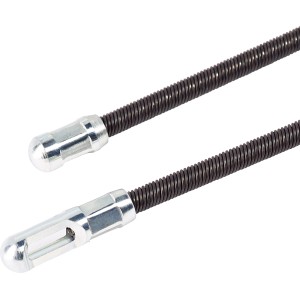 Schwarze Metall-Einziehspirale, 20 m, mit Stahl-Endstücken zum Durchziehen von Kabeln.