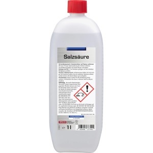 Flasche Salzsäure Neutral 22-24% zur Reinigung, gegen Kalk und Zementschleier.