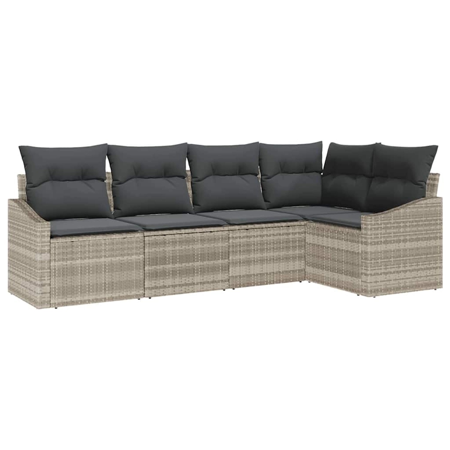 vidaXL Garten-Sofa-Set 5-Tlg Hellgrau Poly Rattan 3346722 günstig online kaufen