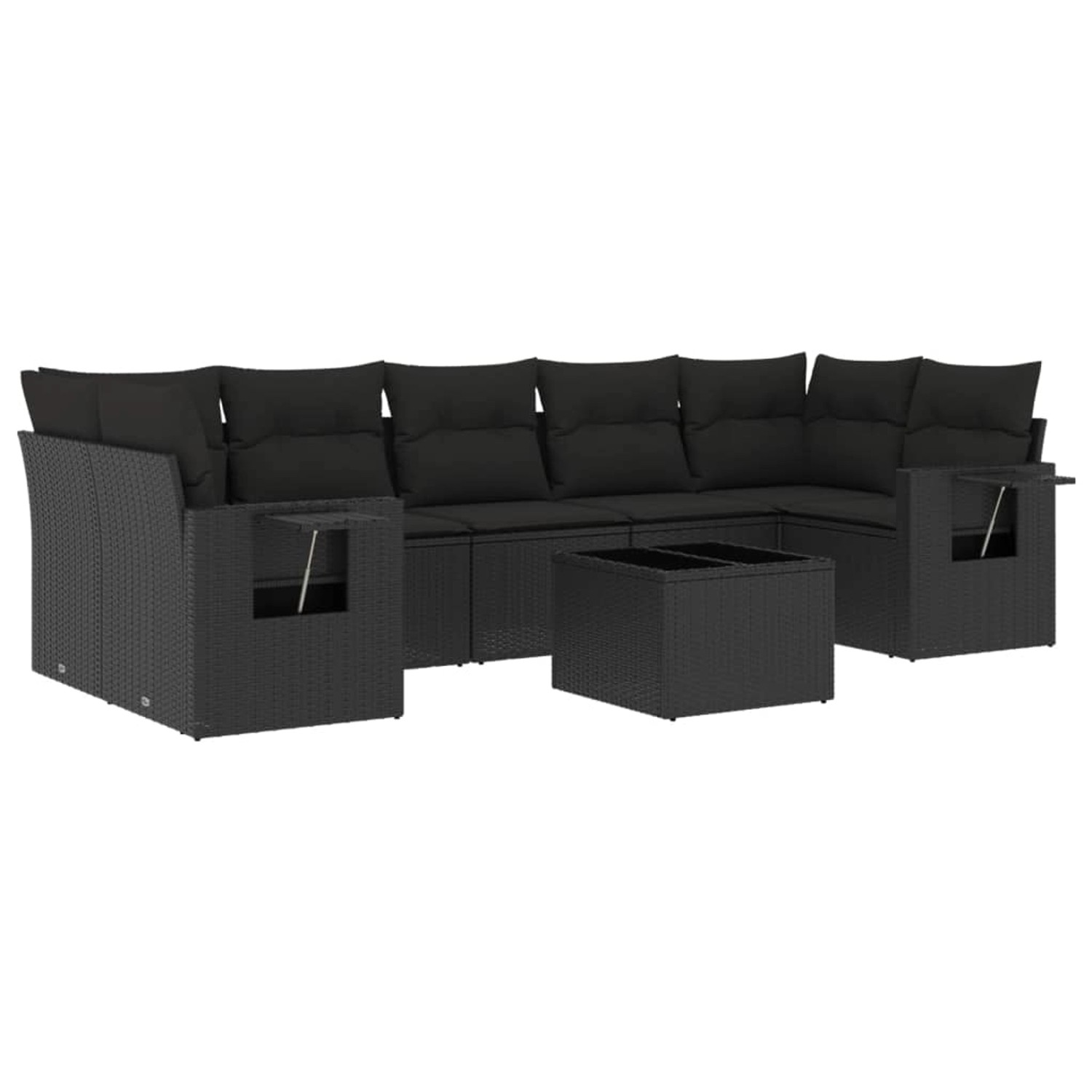 vidaXL 8-Tlg Garten-Sofagarnitur mit Kissen Schwarz Poly Rattan 3219934 günstig online kaufen