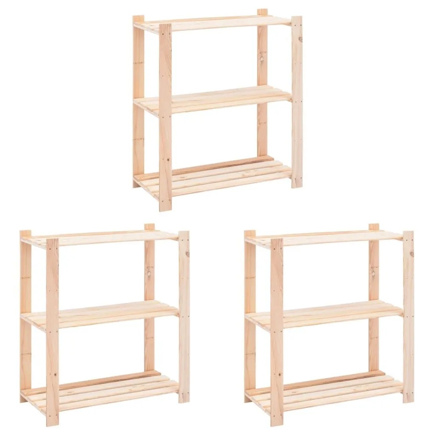 vidaXL Lagerregale 3 Böden 3 Stk 80x38x90cm Massivholz Kiefer 150kg 3051118