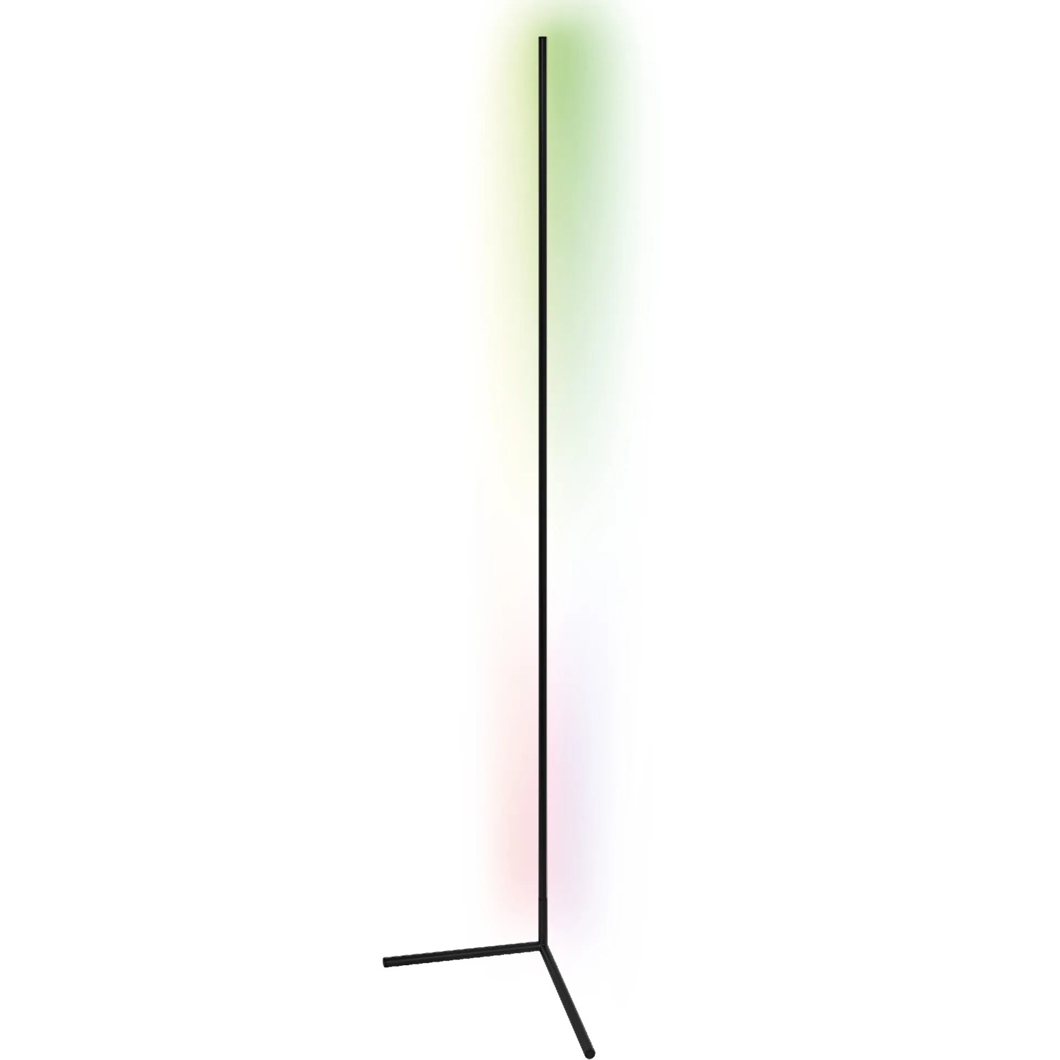 Schwarze Ledvance Smart+ WiFi Eck-Stehleuchte mit Farbwechsel, 200cm hoch.