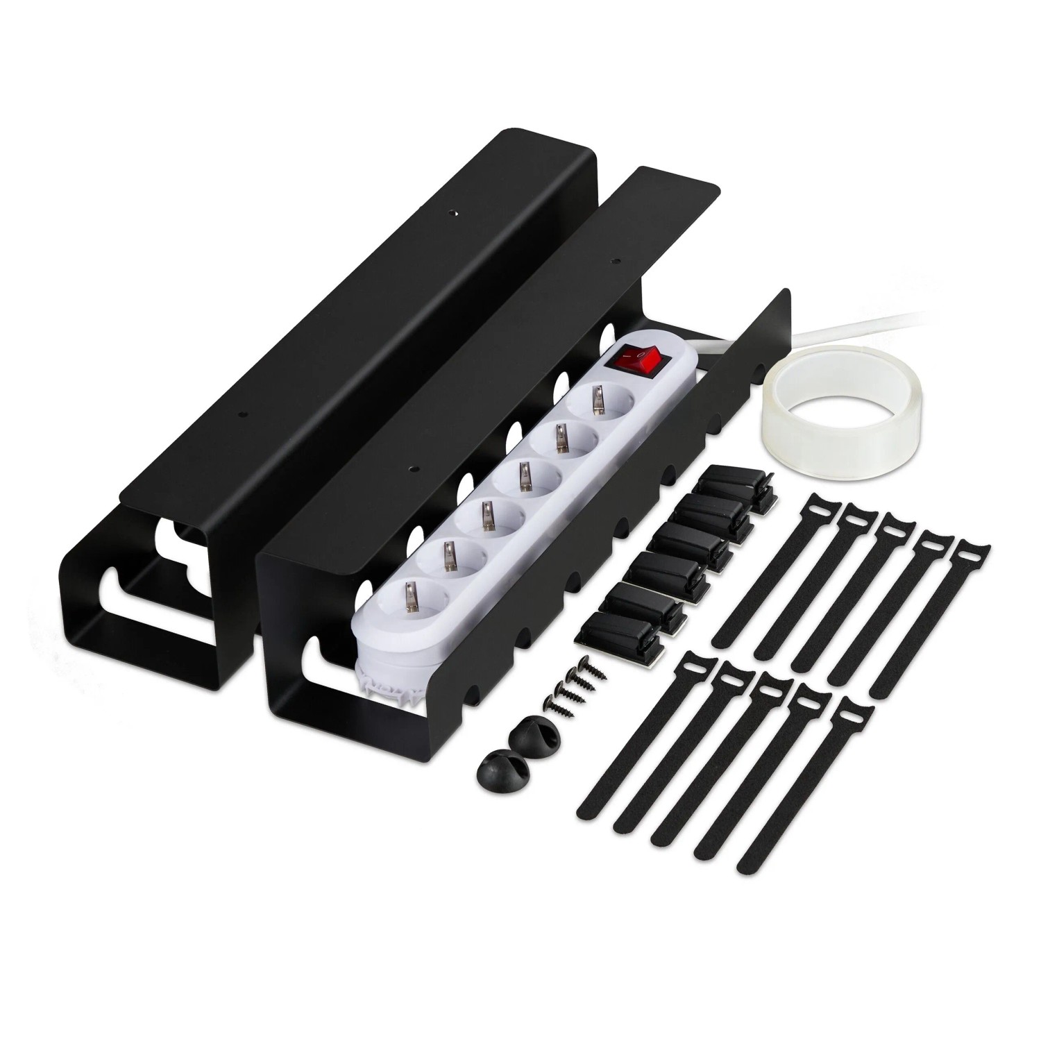 Relaxdays Kabelkanal Stahl Schwarz 2er Set 10 Cm X 43 Cm X 10 Cm 750 G